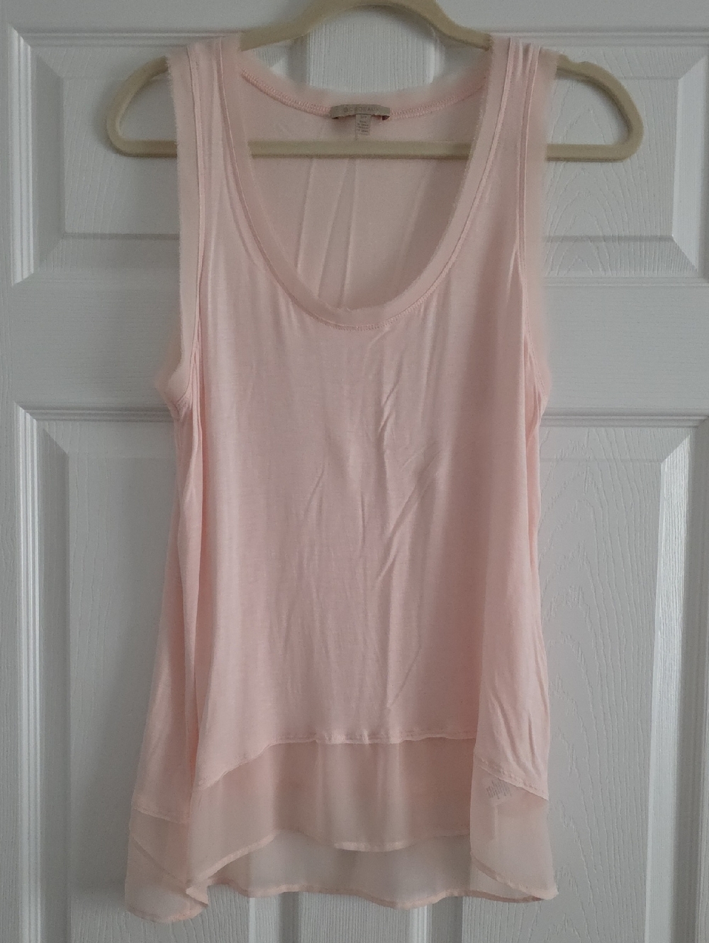 Bordeaux Pale Pink Layered Chiffon Hem Tank Top